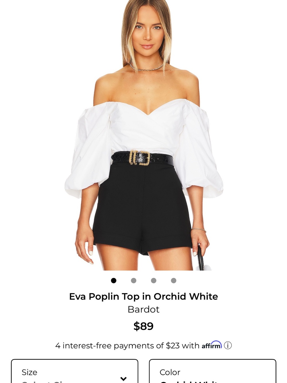 Bardot White Off-Shoulder Poplin Top